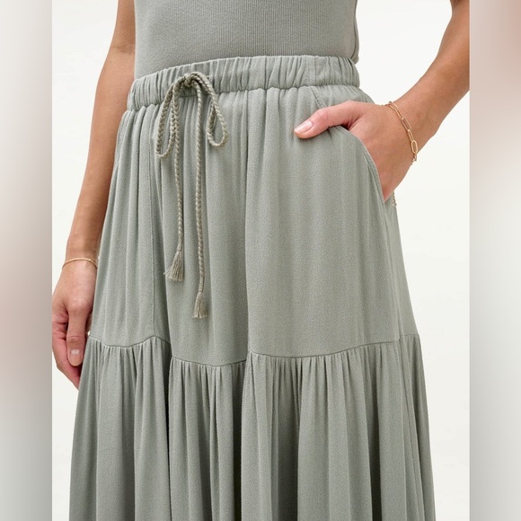 Mary Lawless Lee x Splendid Pull On Maxi Skirt Size XS/S EUC Green. L16 - Picture 9 of 11